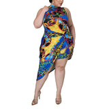 Womens Sleeveless Dress Printing Beach Cover-up