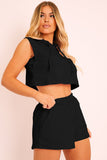 Hooded Crop Top & Pocketed Shorts Set - OmniGlitz 