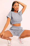 Short Sleeve Cropped Top and Drawstring Shorts Lounge Set - OmniGlitz 
