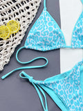 Leopard Print Halter Neck Tie Side Bikini Set - OmniGlitz 