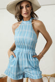Halter Neck Tie Back Romper - OmniGlitz 