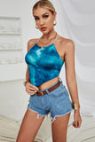 Tie-Dye Halter Neck Point Hem Top - OmniGlitz 