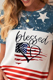 BLESSED Stars and Stripes Color Block T-Shirt - OmniGlitz 