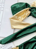 Two-Tone Ring Detail Tied Bikini Set - OmniGlitz 
