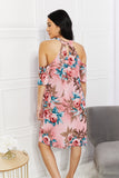 Sew In Love Full Size Fresh-Cut Flowers Cold-Shoulder Dress - OmniGlitz 
