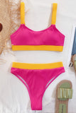 Color Block Scoop Neck Bikini Set - OmniGlitz 