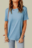 Distressed Round Neck Tee - OmniGlitz 
