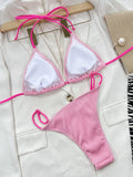 Ribbed Tie Back Bikini Set - OmniGlitz 
