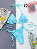 Leopard Print Halter Neck Tie Side Bikini Set - OmniGlitz 