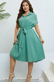 Buttoned Tie-Waist Shirt Dress - OmniGlitz 