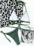 Textured Halter Neck Tie Side Bikini Set - OmniGlitz 