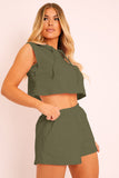 Hooded Crop Top & Pocketed Shorts Set - OmniGlitz 