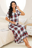 Plaid Lace Trim Ruffle Hem Night Dress - OmniGlitz 