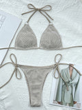 Halter Neck Tie Back Bikini Set - OmniGlitz 