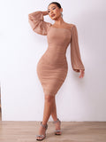 Zip-Back Ruched Bodycon Dress - OmniGlitz 
