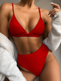 Spaghetti Strap Ribbed Bikini Set - OmniGlitz 