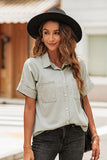 Button Front Collared Short Sleeve Shirt - OmniGlitz 