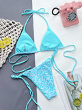 Leopard Print Halter Neck Tie Side Bikini Set - OmniGlitz 