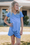 Girls Twisted V-Neck Short Sleeve Dress - OmniGlitz 