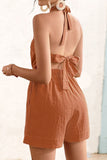 Halter Neck Tie Back Romper - OmniGlitz 