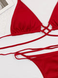 Halter Neck Crisscross Ribbed Bikini Set - OmniGlitz 