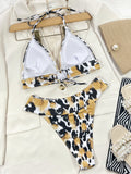 Animal Print Halter Neck Bikini Set - OmniGlitz 