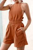 Halter Neck Tie Back Romper - OmniGlitz 