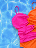 Two-Tone Twisted Cutout One-Piece Swimsuit - OmniGlitz 