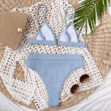 Spaghetti Strap Ribbed Bikini Set - OmniGlitz 