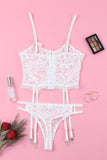Lace-Up Frill Trim Lingerie Set - OmniGlitz 
