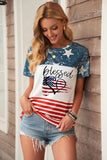 BLESSED Stars and Stripes Color Block T-Shirt - OmniGlitz 