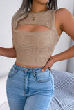 Cutout Sleeveless Knit Top - OmniGlitz 
