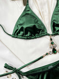 Rhinestone Decor Halter Neck Bikini Set - OmniGlitz 