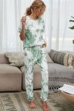 Tie-Dye Tee and Drawstring Waist Joggers Lounge Set - OmniGlitz 