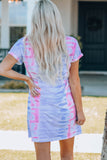 Women Tie-Dye Belted T-Shirt Dress - OmniGlitz 
