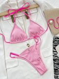 Ribbed Tie Back Bikini Set - OmniGlitz 