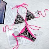 Leopard Print Halter Neck Tie Side Bikini Set - OmniGlitz 