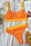 Color Block Scoop Neck Bikini Set - OmniGlitz 