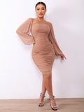 Zip-Back Ruched Bodycon Dress - OmniGlitz 