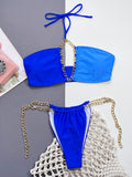 Chain Detail Halter Neck Bikini Set - OmniGlitz 