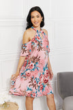 Sew In Love Full Size Fresh-Cut Flowers Cold-Shoulder Dress - OmniGlitz 