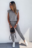 Padded Shoulder Top and Joggers Lounge Set - OmniGlitz 
