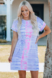 Women Tie-Dye Belted T-Shirt Dress - OmniGlitz 