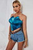 Tie-Dye Halter Neck Point Hem Top - OmniGlitz 