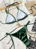 Rhinestone Decor Halter Neck Bikini Set - OmniGlitz 