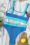 Color Block Scoop Neck Bikini Set - OmniGlitz 