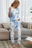 Tie-Dye Tee and Drawstring Waist Joggers Lounge Set - OmniGlitz 