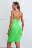 Halter Neck Zip-Back Mini Bandage Dress - OmniGlitz 