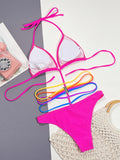 Halter Neck Strappy One-Piece Swimsuit - OmniGlitz 