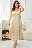 Plus Size Tie-Shoulder Midi Night Dress - OmniGlitz 